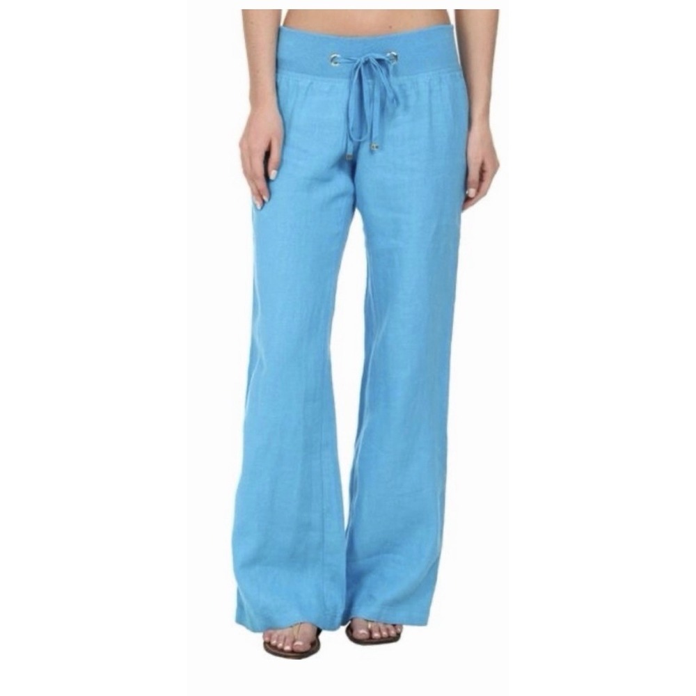Lilly Pulitzer Pants Women XS Blue The Beach Pant Linen Blend Wide Leg